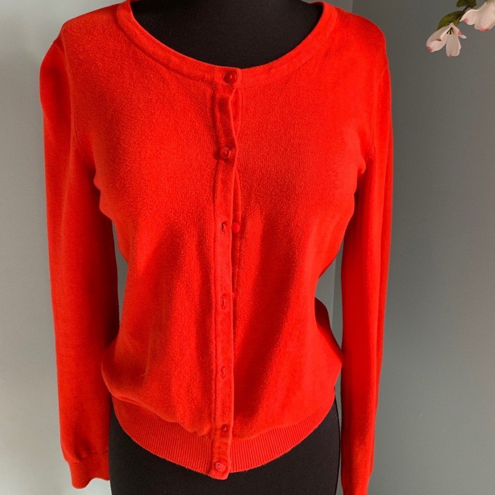 H&M Orange-Red Button Down Cardigan
